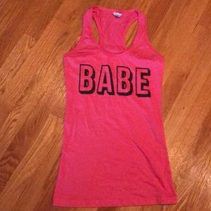 Pink “BABE” tank top